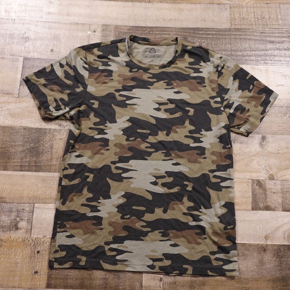 American Rag Camo T-Shirt Men’s Large Green Brown Military Streetwear